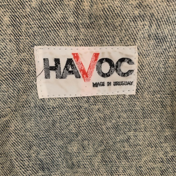 Vintage Havoc Fringe Denim Jacket Leather Trim - Picture 5 of 5